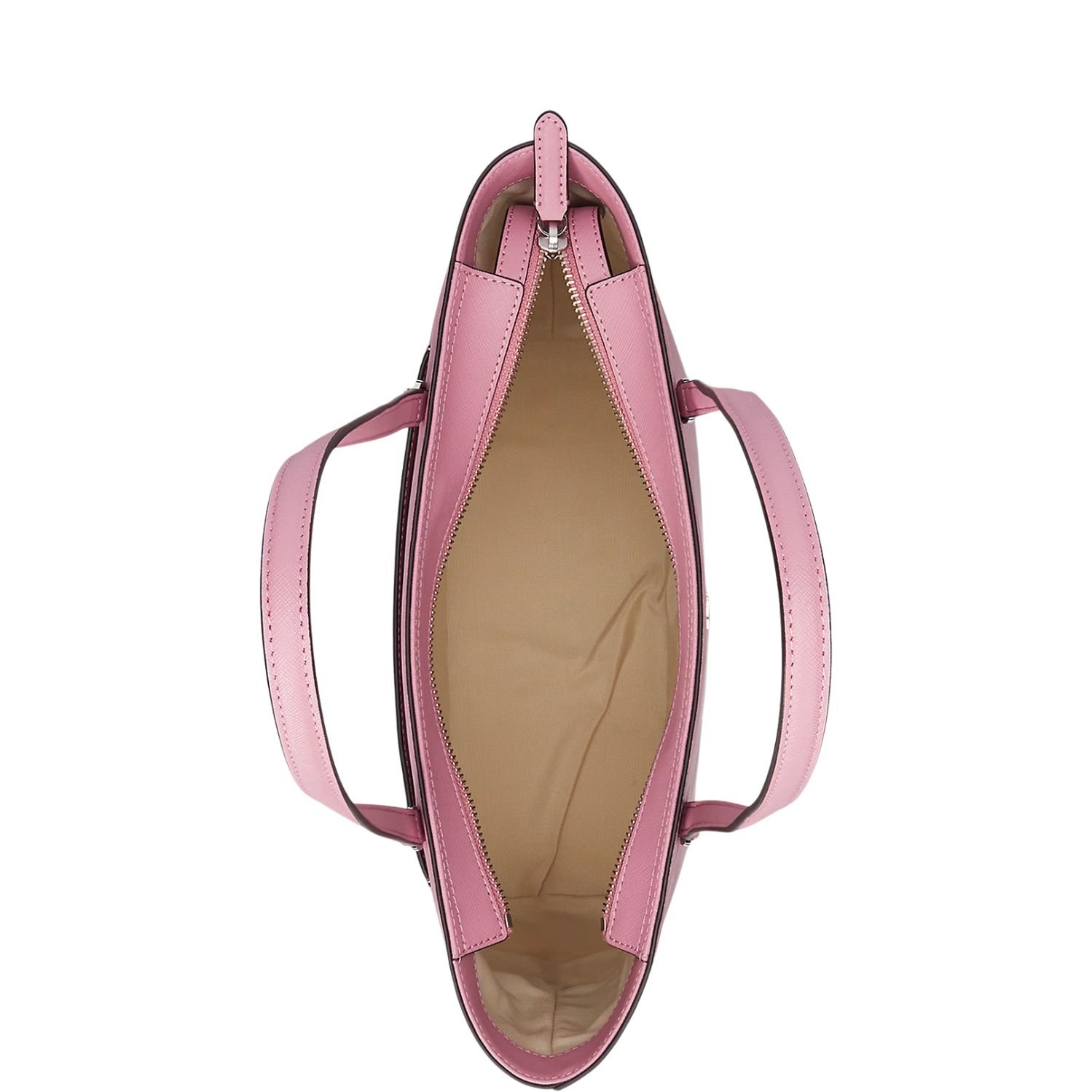 RALPH LAUREN CROSSHATCH LEATHER MEDIUM KARLY SHOPPER TOTE ROSE MAUVE