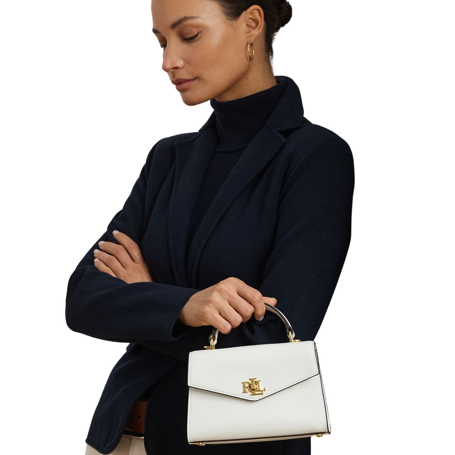 WOMENS RALPH LAUREN LEATHER SMALL FARRAH SATCHEL WHITE