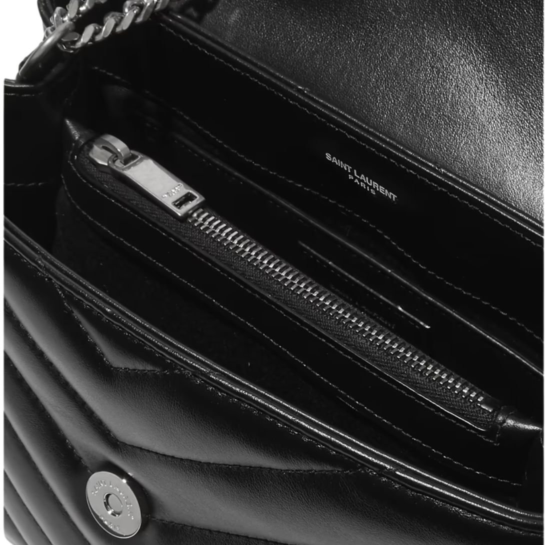 SAINT LAURENT WOMEN'S LOULOU SMALL QUILTED LEATHER SHOULDER BAG BLACK