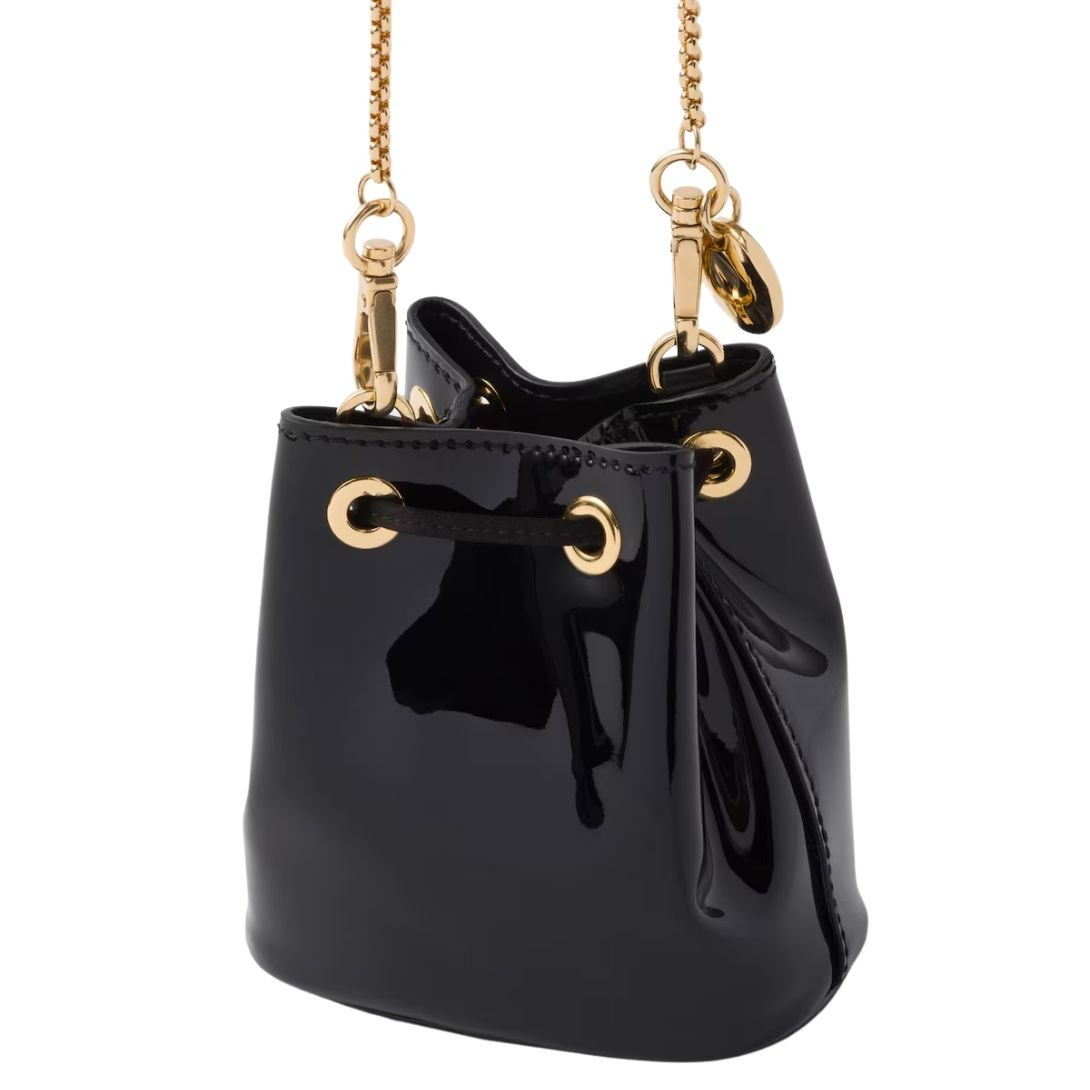 PRADA PATENT LEATHER MINI-POUCH WOMEN BLACK