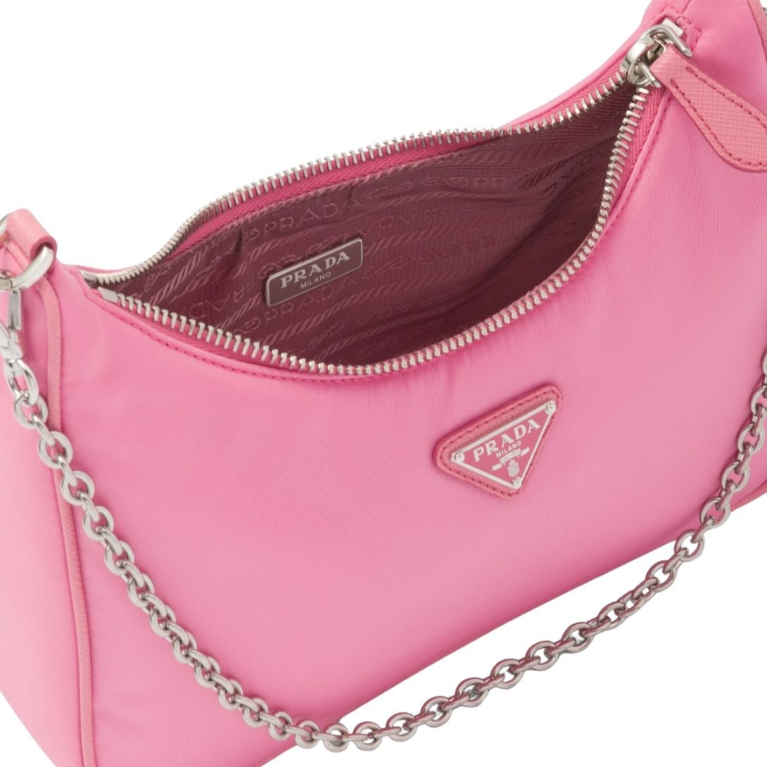 PRADA RE-EDITION 2005 LEATHER SHOULDER BAG WOMEN BEGONIA PINK