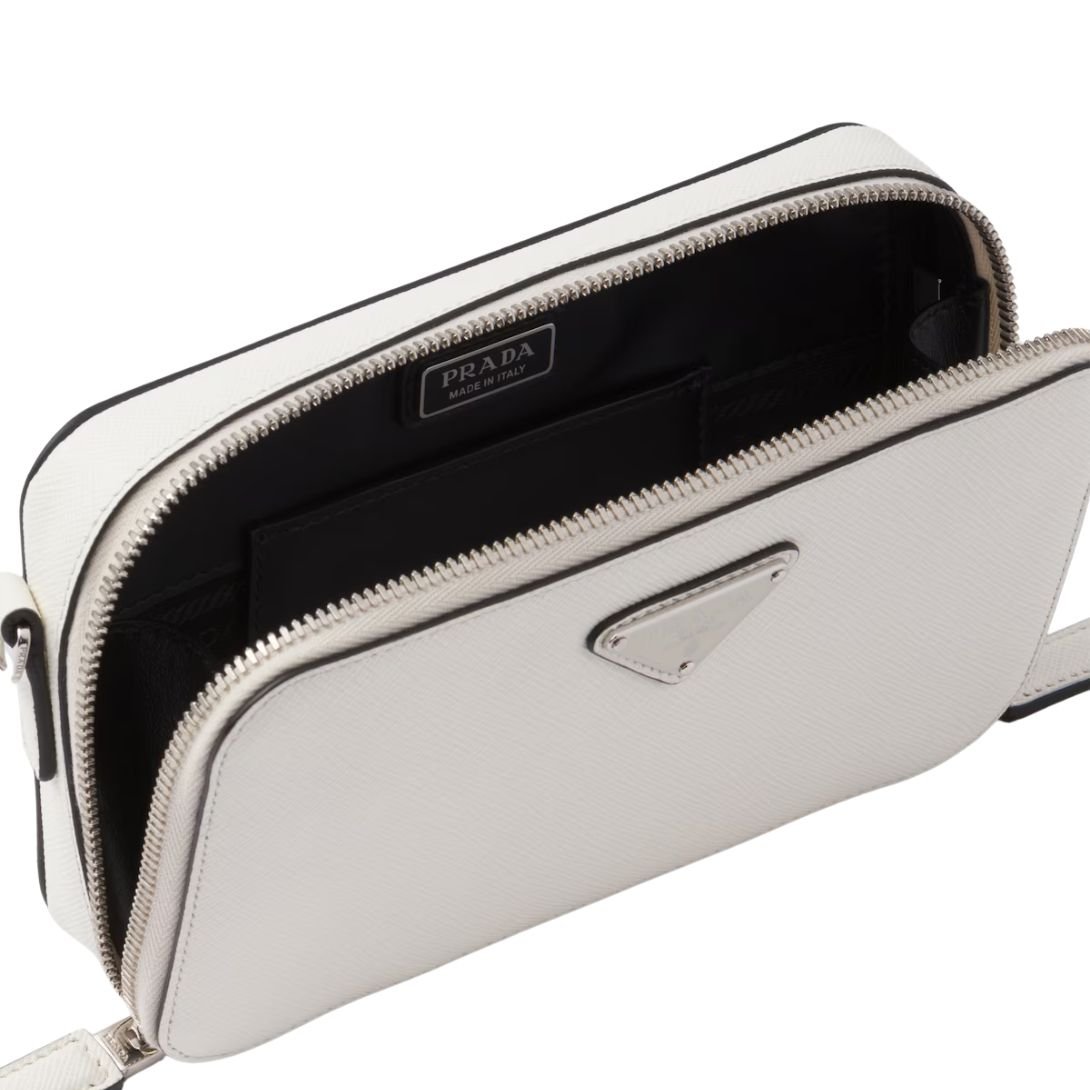 PRADA BRIQUE LEATHER SHOULDER BAG MEN WHITE