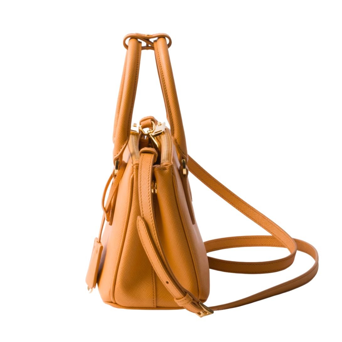 PRADA WOMEN'S GALLERIA MINI SAFFIANO LEATHER BAG AMBER