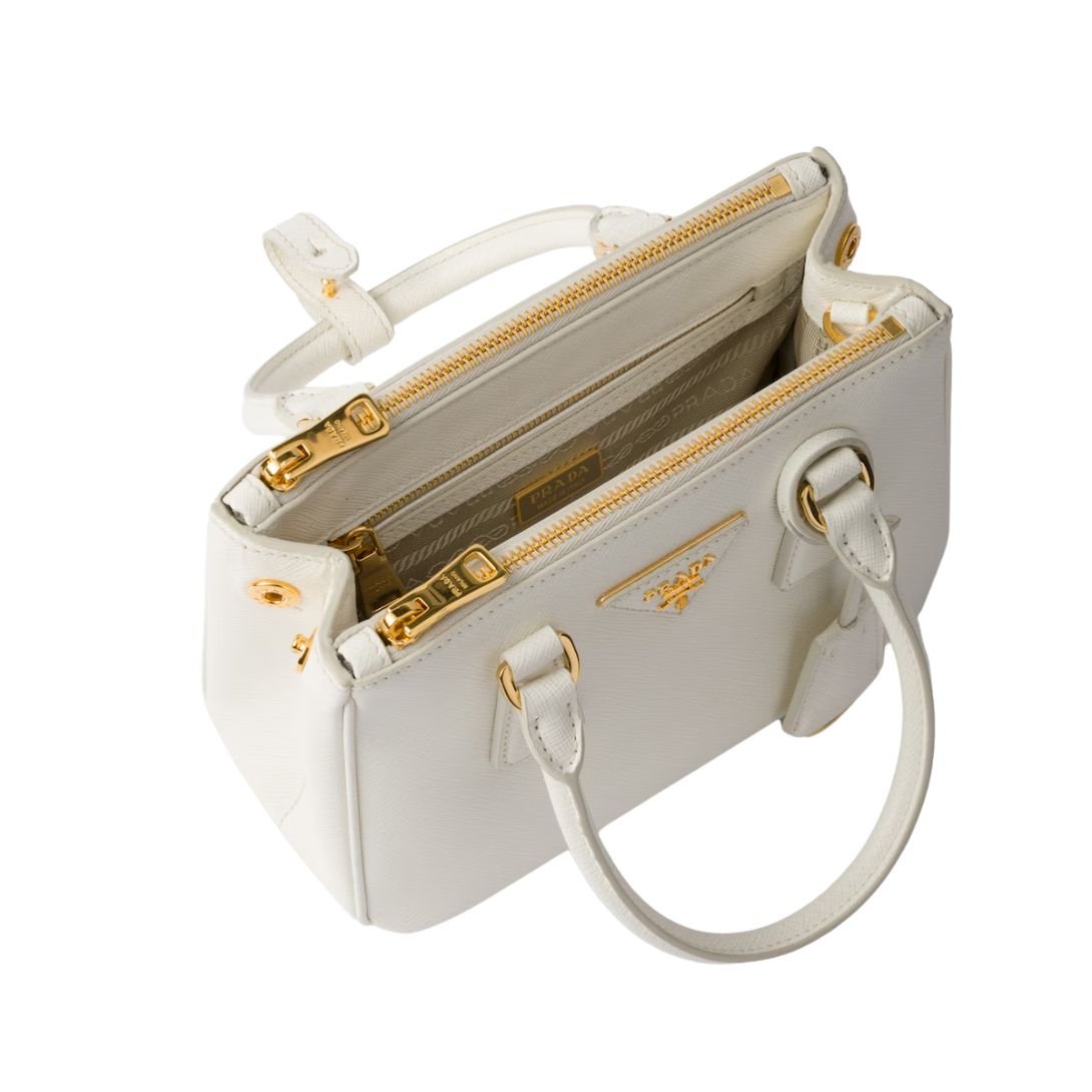 PRADA WOMEN'S GALLERIA MINI SAFFIANO LEATHER BAG WHITE