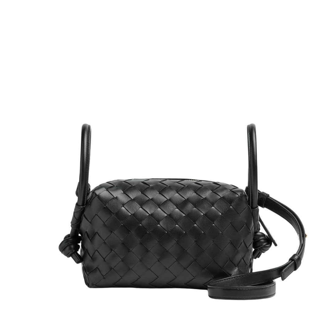 WOMAN BOTTEGA SMALL VENETA TOP HANDLE LOOP BLACK