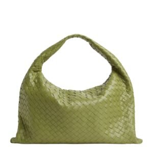 BOTTEGA VENETA WOMENS SUEDE LARGE HOP SHOULDER BAG MATCHA