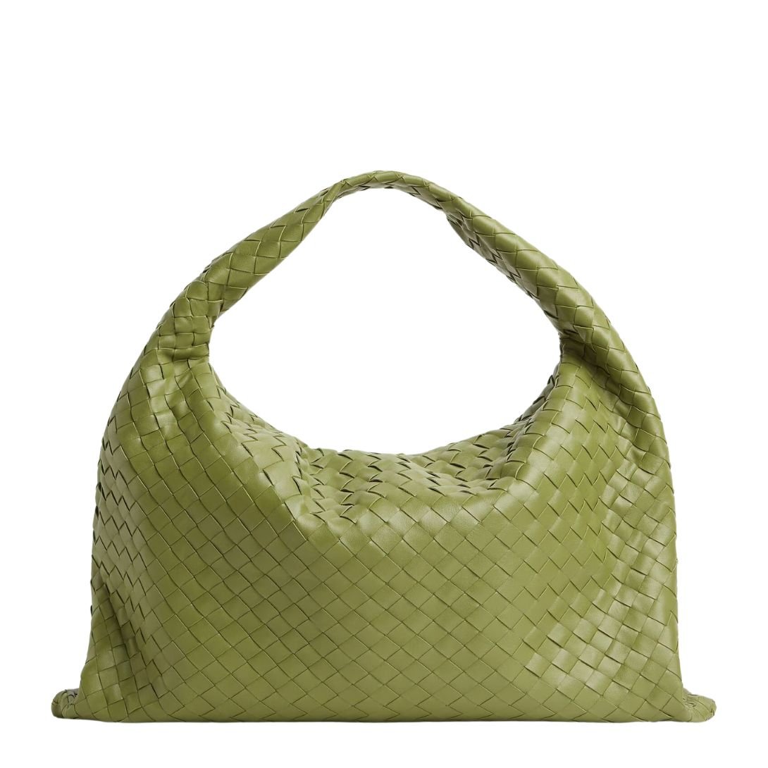 BOTTEGA VENETA WOMENS SUEDE LARGE HOP SHOULDER BAG MATCHA