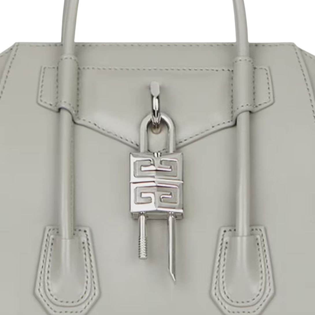 GIVENCHY WOMEN'S MINI ANTIGONA BAG IN BOX LEATHER LIGHT GREY