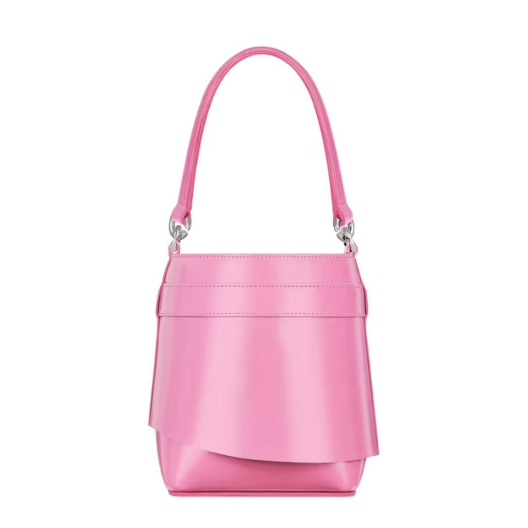 GIVENCHY WOMEN'S MICRO SHARK LOCK LEATHER BUCKET BAG LIPSTICK PINK