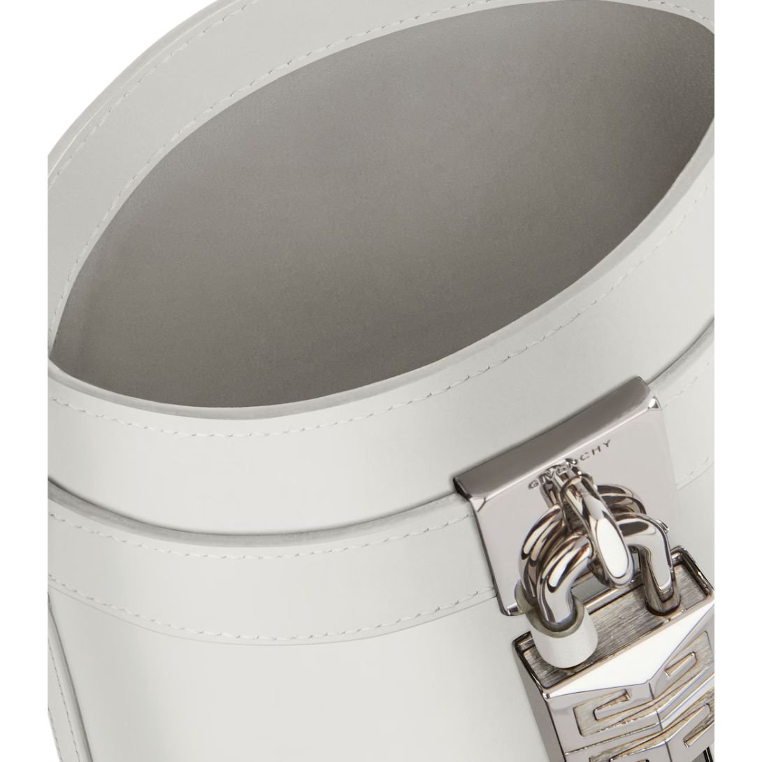 GIVENCHY WOMEN'S MICRO SHARK LOCK LEATHER BUCKET BAG IVORY
