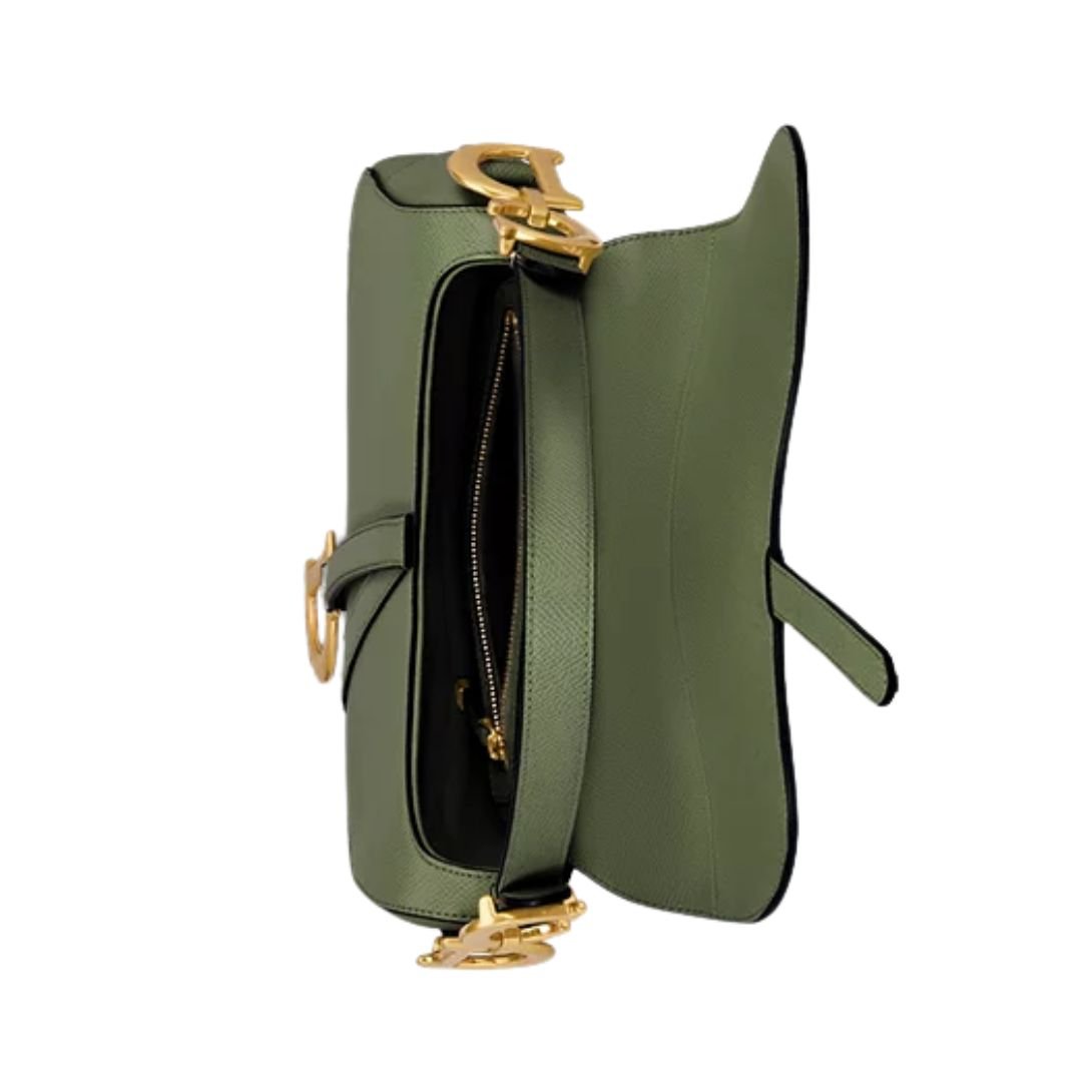 WOMEN DIOR LOGO SADDLE BAG CEDAR GREEN