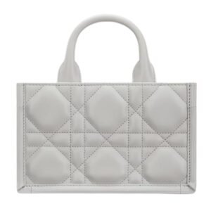WOMEN MINI DIOR BOOK TOTE MACROCANNAGE CALFSKIN CLOUD GRAY