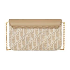DIOR MEDIUM SADDLE POUCH WITH CHAIN DIOR OBLIQUE JACQUARD AND NATURAL SMOOTH CALFSKIN WOMEN
