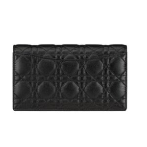 DIOR CARO POUCH WITH CHAIN SUPPLE CANNAGE CALFSKIN WOMEN BLACK