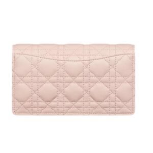 DIOR CARO POUCH WITH CHAIN SUPPLE CANNAGE CALFSKIN WOMEN POWDER PINK