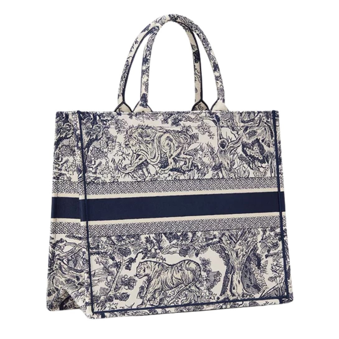 WOMEN DIOR LARGE BOOK TOTE ECRU AND TOILE DE JOUY EMBROIDERY