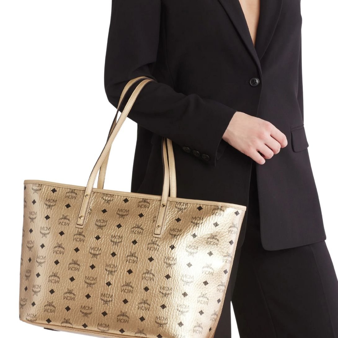 MCM WOMEN'S AREN VISETOS METALLIC TOTE BAG