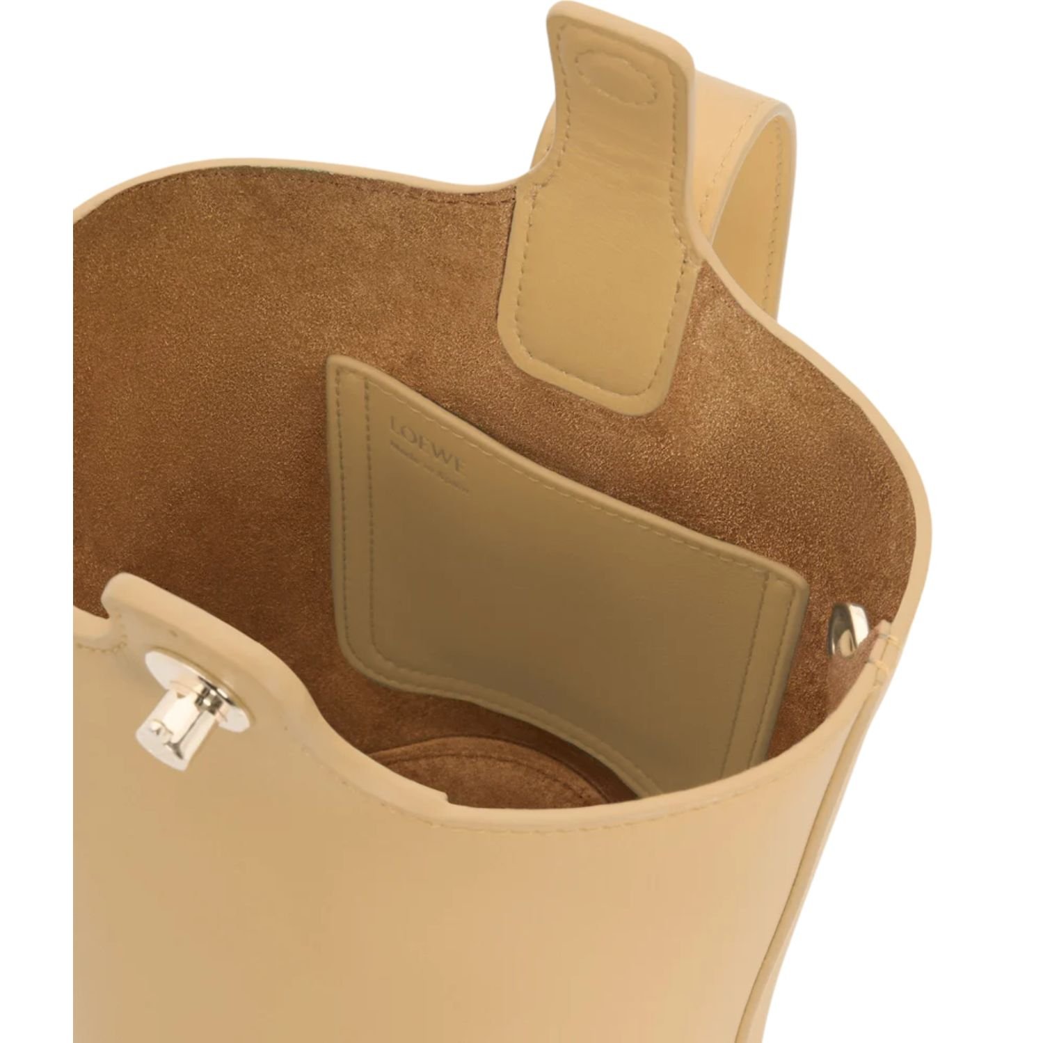 LOEWE PEBBLE MINI LEATHER TOTE DARK BUTTER