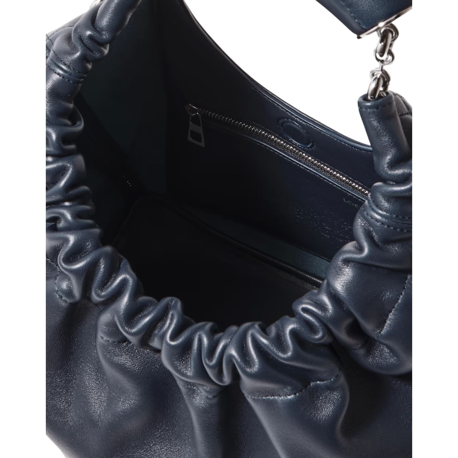 LOEWE SQUEEZE SMALL CHAIN-EMBELLISHED GATHERED LEATHER SHOULDER BAG