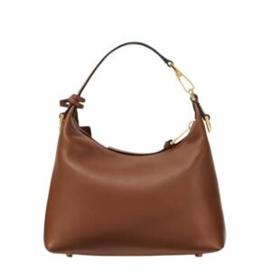 VERSACE TAG HOBO HANDBAG BROWN