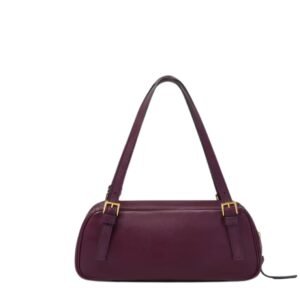VERSACE TAG BOWLING SHOULDER BAG BURGUNDY