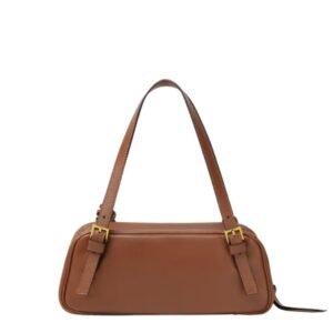 VERSACE TAG BOWLING SHOULDER BAG BROWN