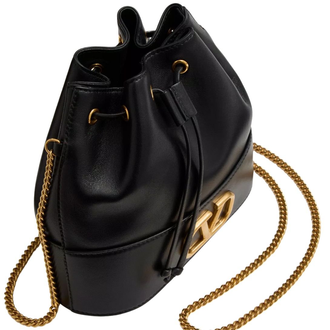 WOMAN VALENTINO GARAVANI VLOGO SIGNATURE LEATHER BUCKET BAG BLACK
