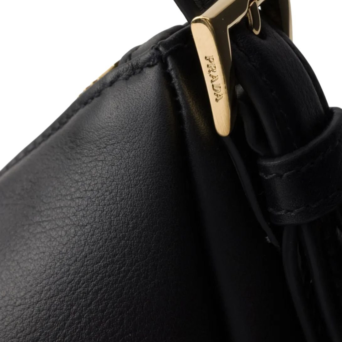 PRADA LARGE TRIANGLE-LOGO SHOULDER BAG WOMEN BLACK