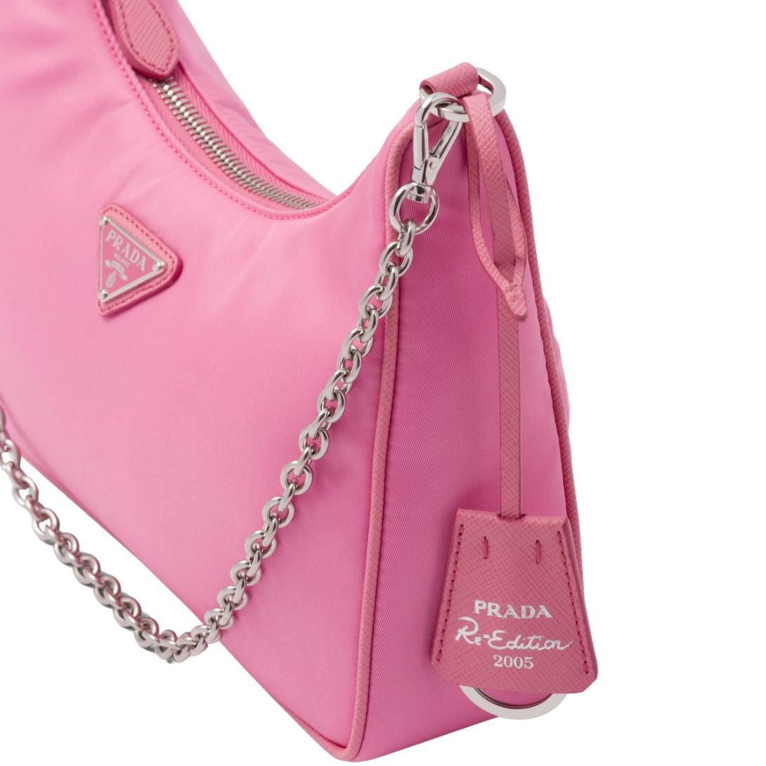 PRADA RE-EDITION 2005 LEATHER SHOULDER BAG WOMEN BEGONIA PINK