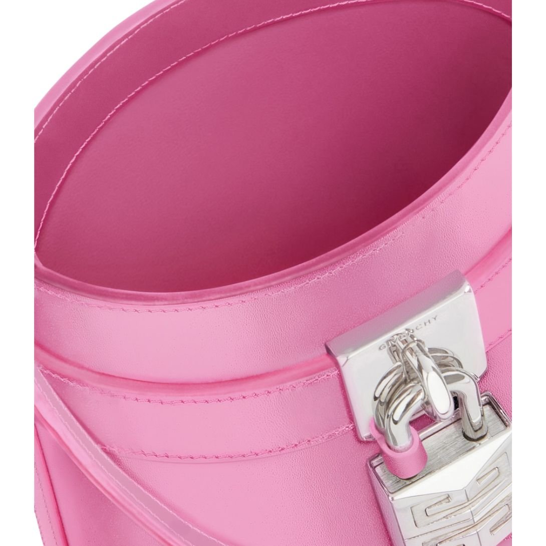 GIVENCHY WOMEN'S MICRO SHARK LOCK LEATHER BUCKET BAG LIPSTICK PINK