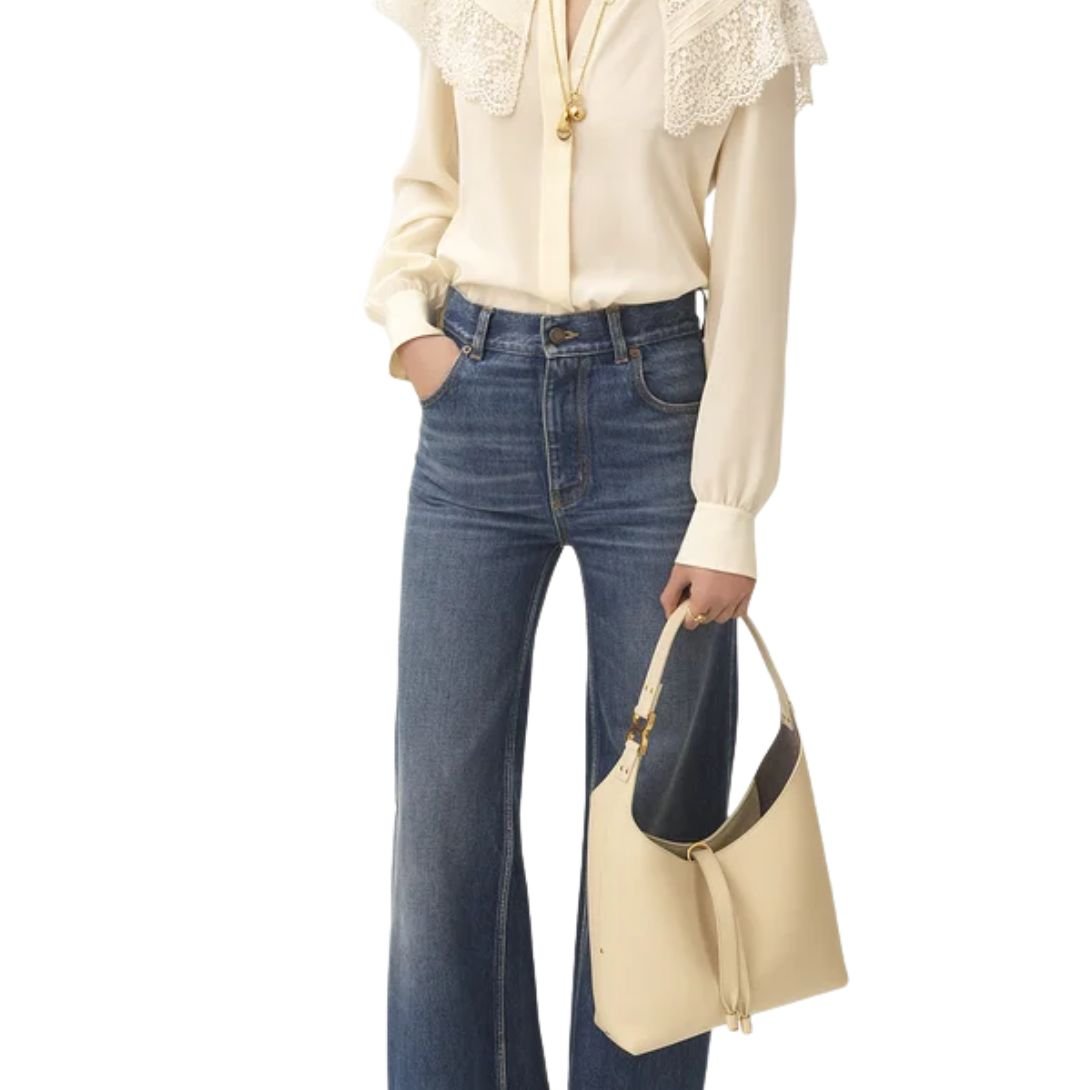 CHLOE MARCIE SMALL LEATHER WOMEN'S HOBO BAG MISTY IVORY