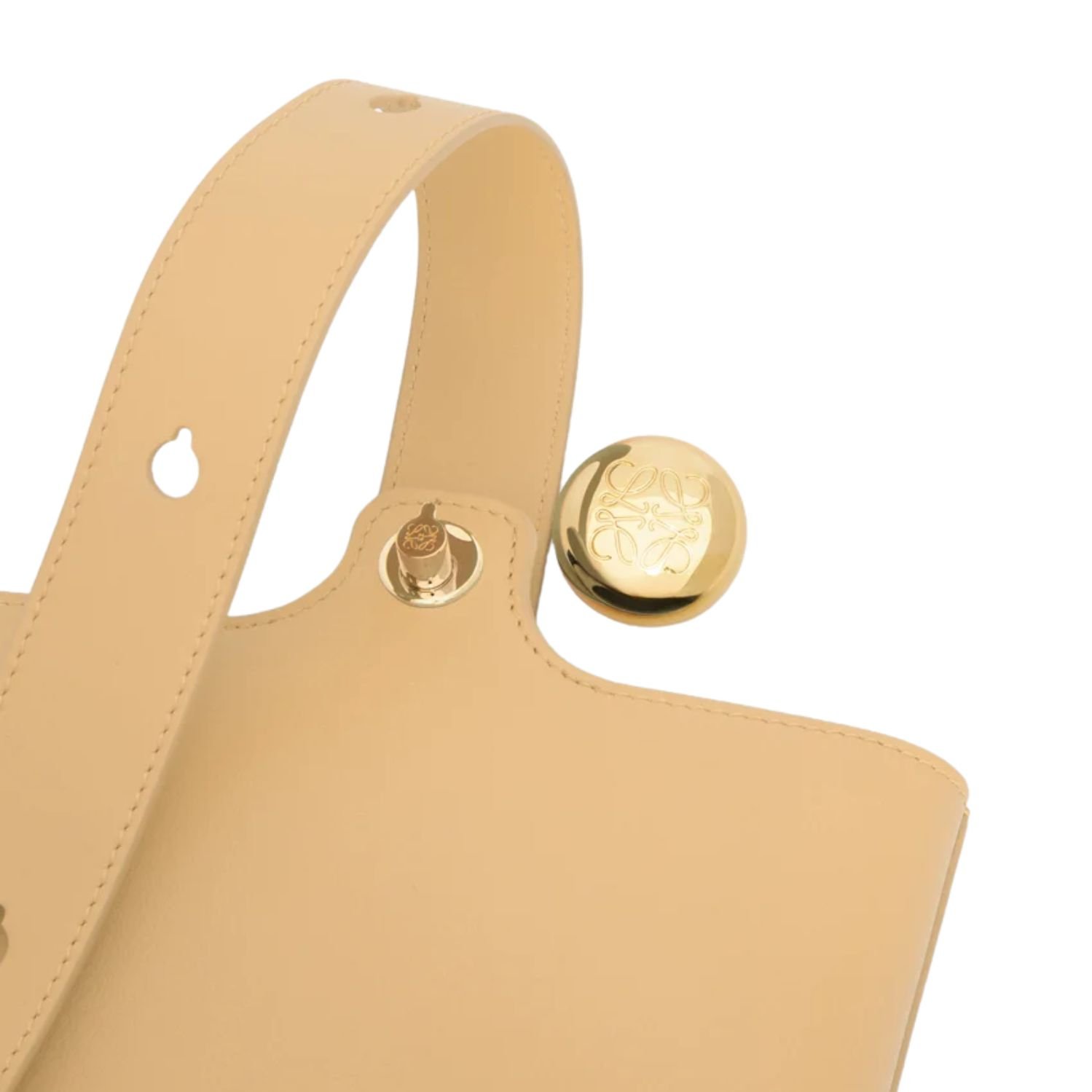 LOEWE PEBBLE MINI LEATHER TOTE DARK BUTTER