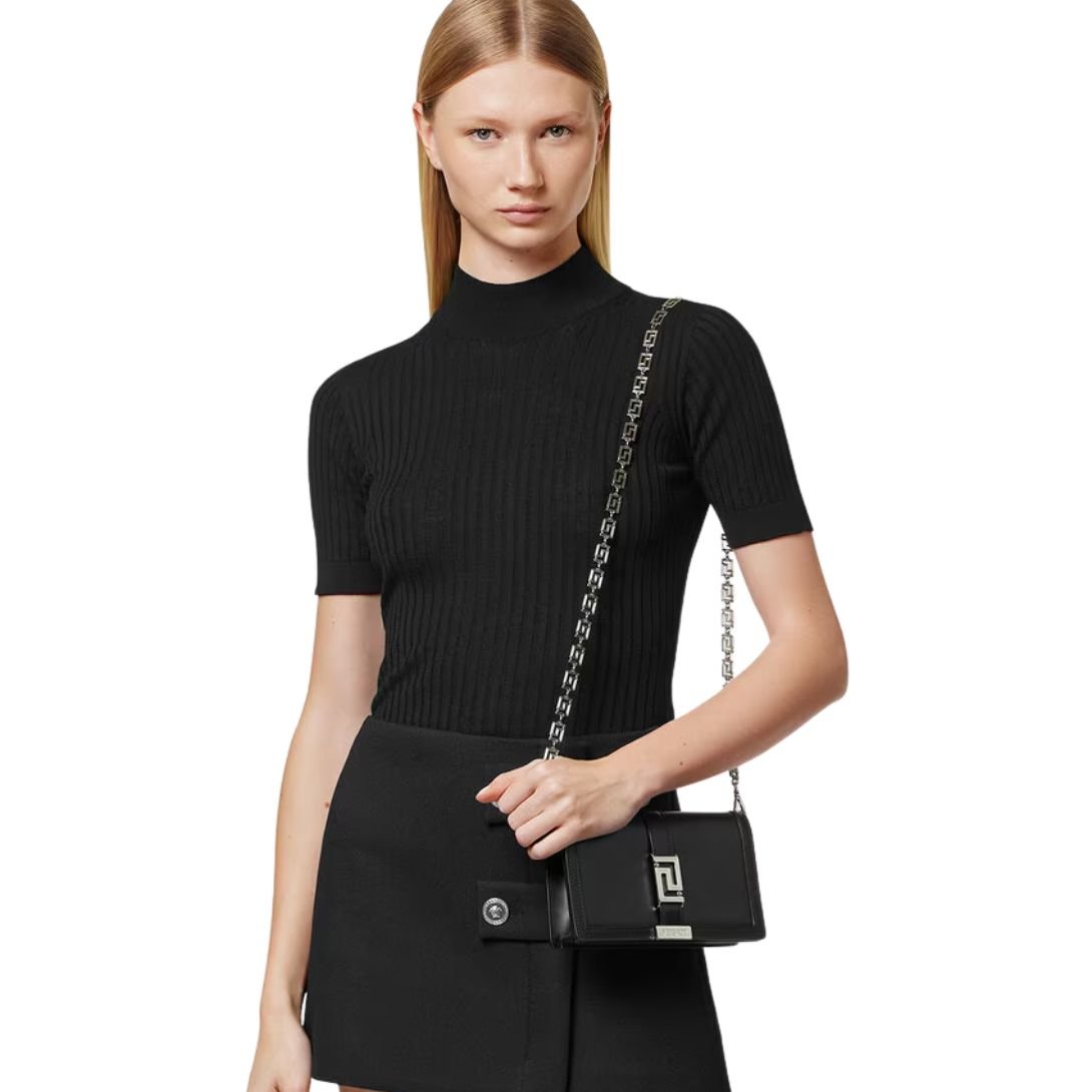 VERSACE GRECA GODDESS MINI BAG BLACK SILVER
