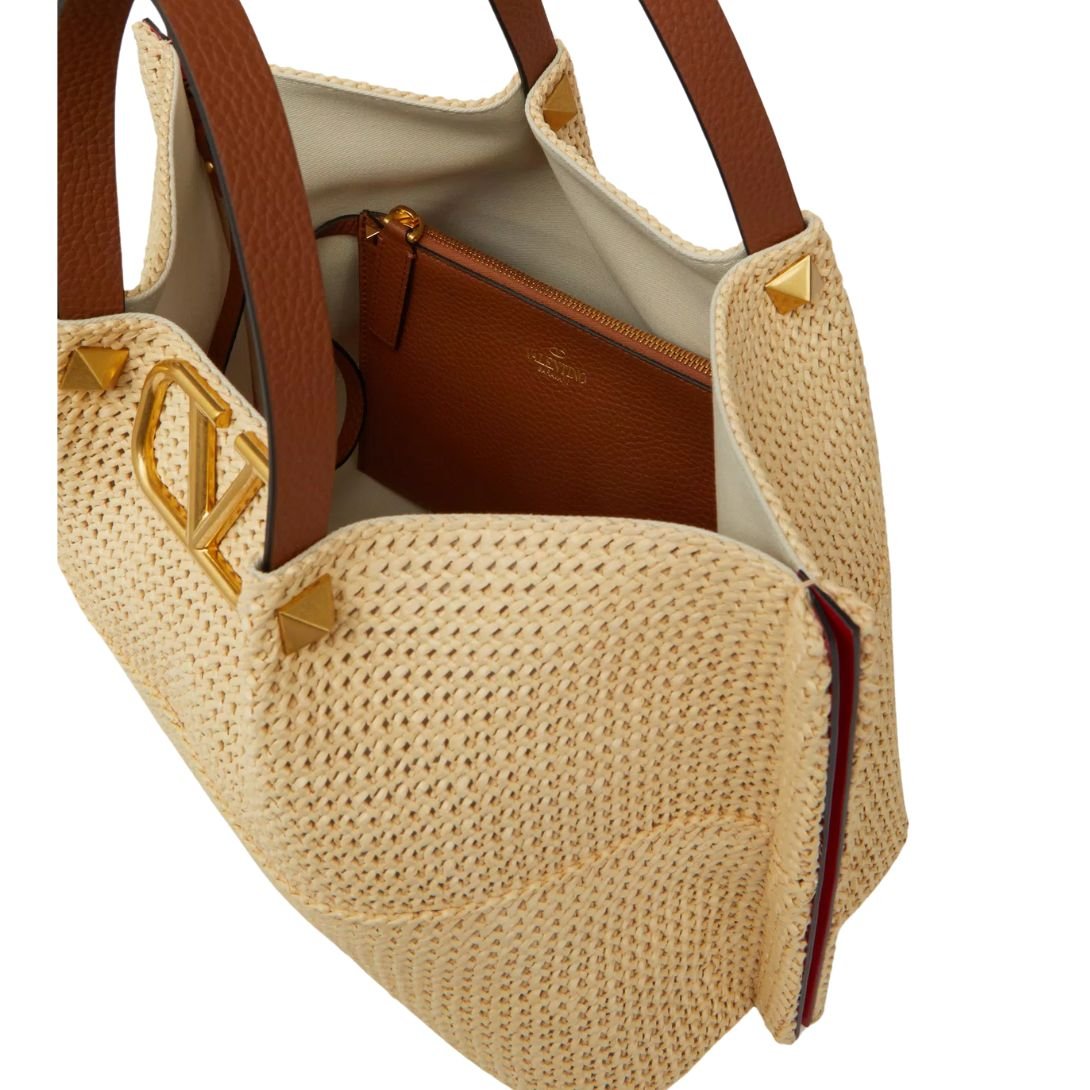 VALENTINO GARAVANI MEDIUM STRAW SUMMER TOTE WOMAN