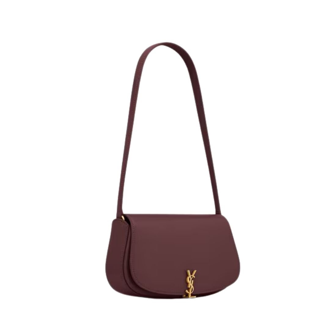 SAINT LAURENT VOLTAIRE LEATHER MINI SHOULDER BAG ROUGE CABERNET