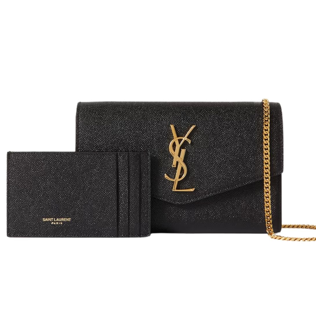 SAINT LAURENT UPTOWN LEATHER SHOULDER BAG WOMEN BLACK