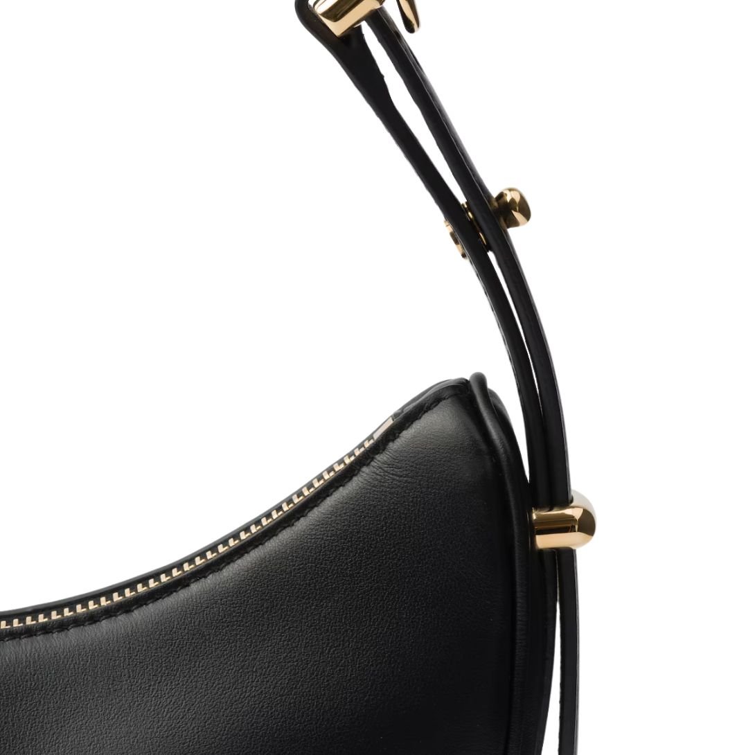 PRADA WOMEN'S ARQUÉ LEATHER SHOULDER BAG BLACK