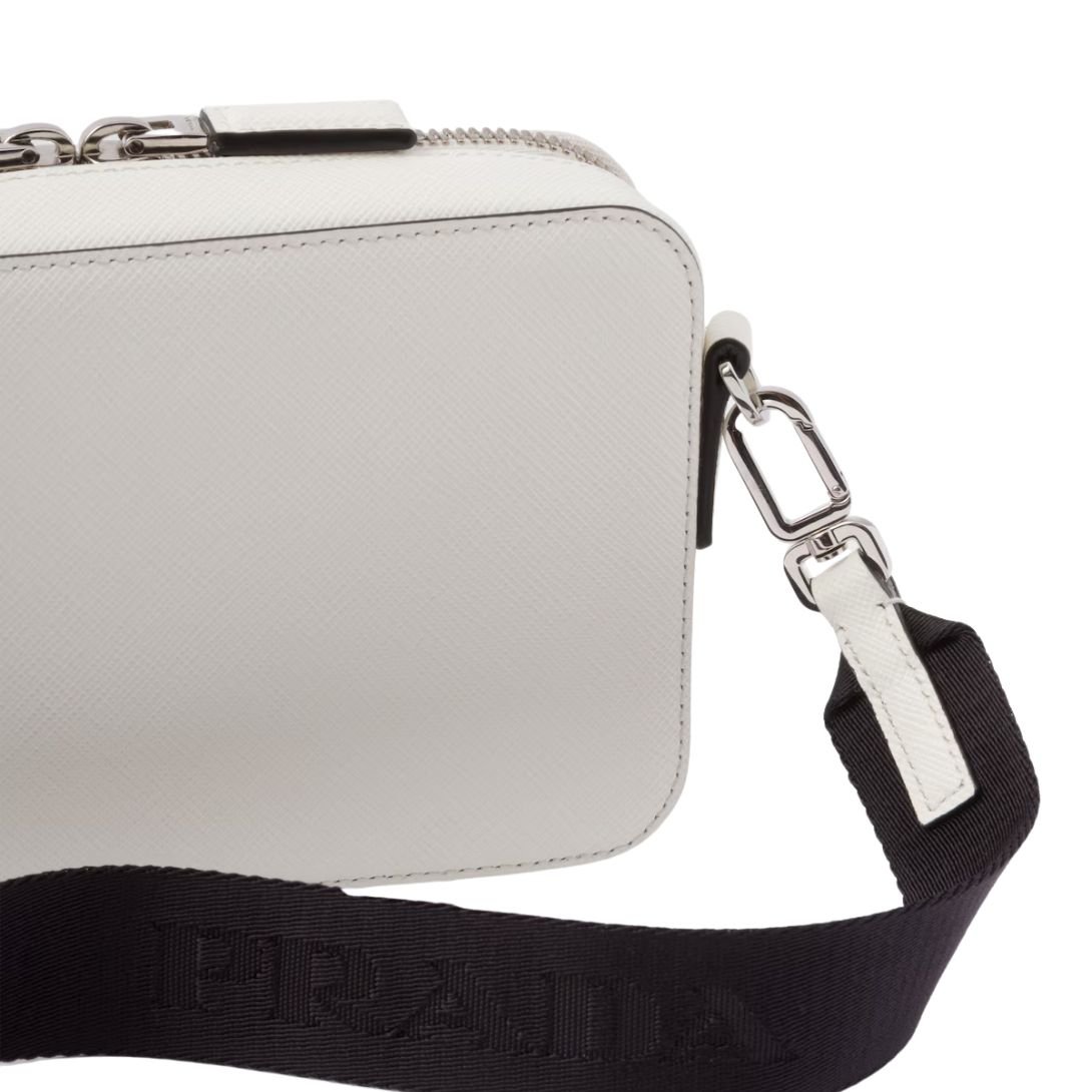 PRADA BRIQUE LEATHER SHOULDER BAG MEN WHITE