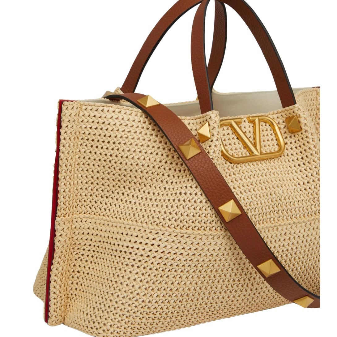 VALENTINO GARAVANI MEDIUM STRAW SUMMER TOTE WOMAN