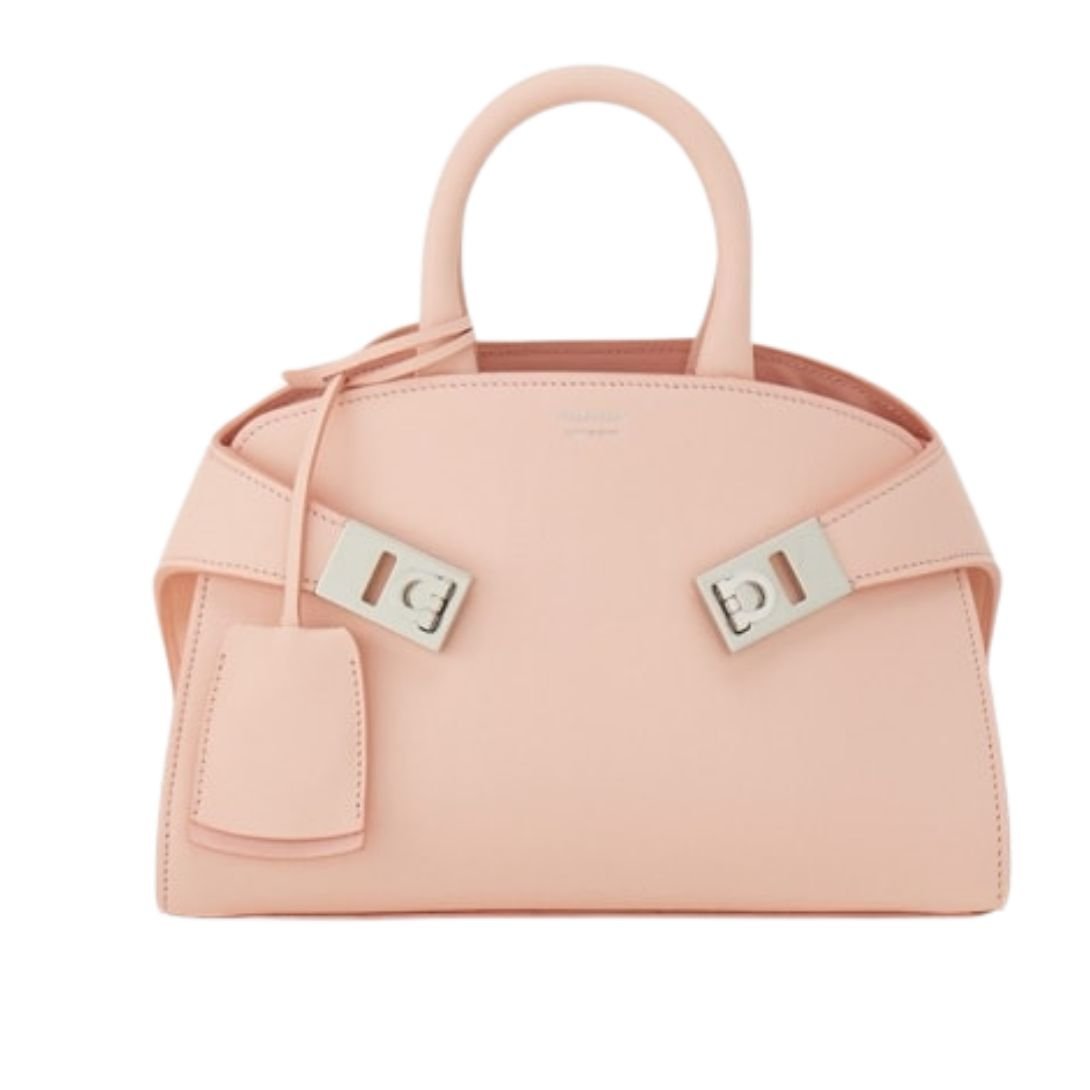 FERRAGAMO WOMEN HUG SMALL LEATHER HANDBAG NYLUND PINK